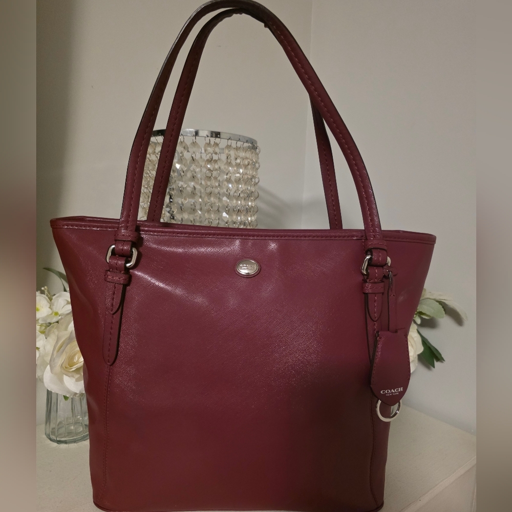Coach Burgundy Leather Tote Bag